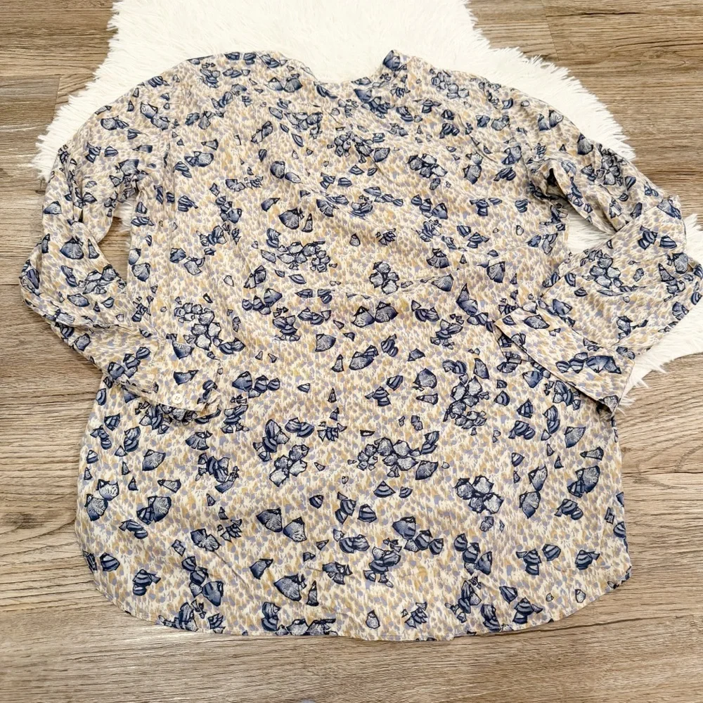 Massimo Dutti Seashell Blouse 10 Medium Coastal Resort Mediterranean Nautical
